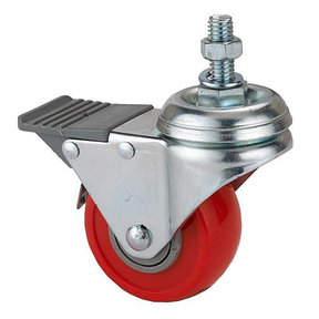 2-1/2" HD Caster - Double Locking - Swiveling - 3/8" Threaded Spindle