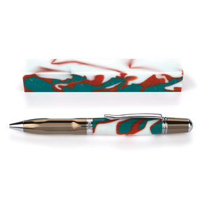Acrylic Pen Blank - Fan Favorite - 3/4" x 3/4" x 5" - Aqua, Coral & White