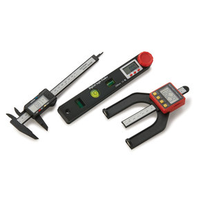 Digital Caliper, Depth Gauge, & Angle Finder Set - 3 Piece