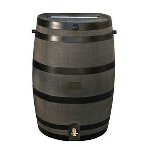 Rain Barrel with Flat Back and Brass Spigot, 50 gallon, Brown