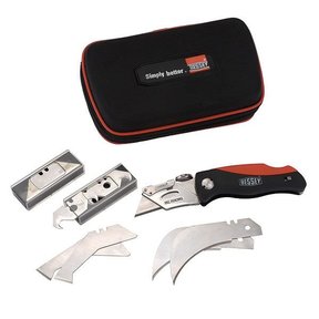 Folding Utility Knife with Comfort Grip Handle and Accessory Blade Set